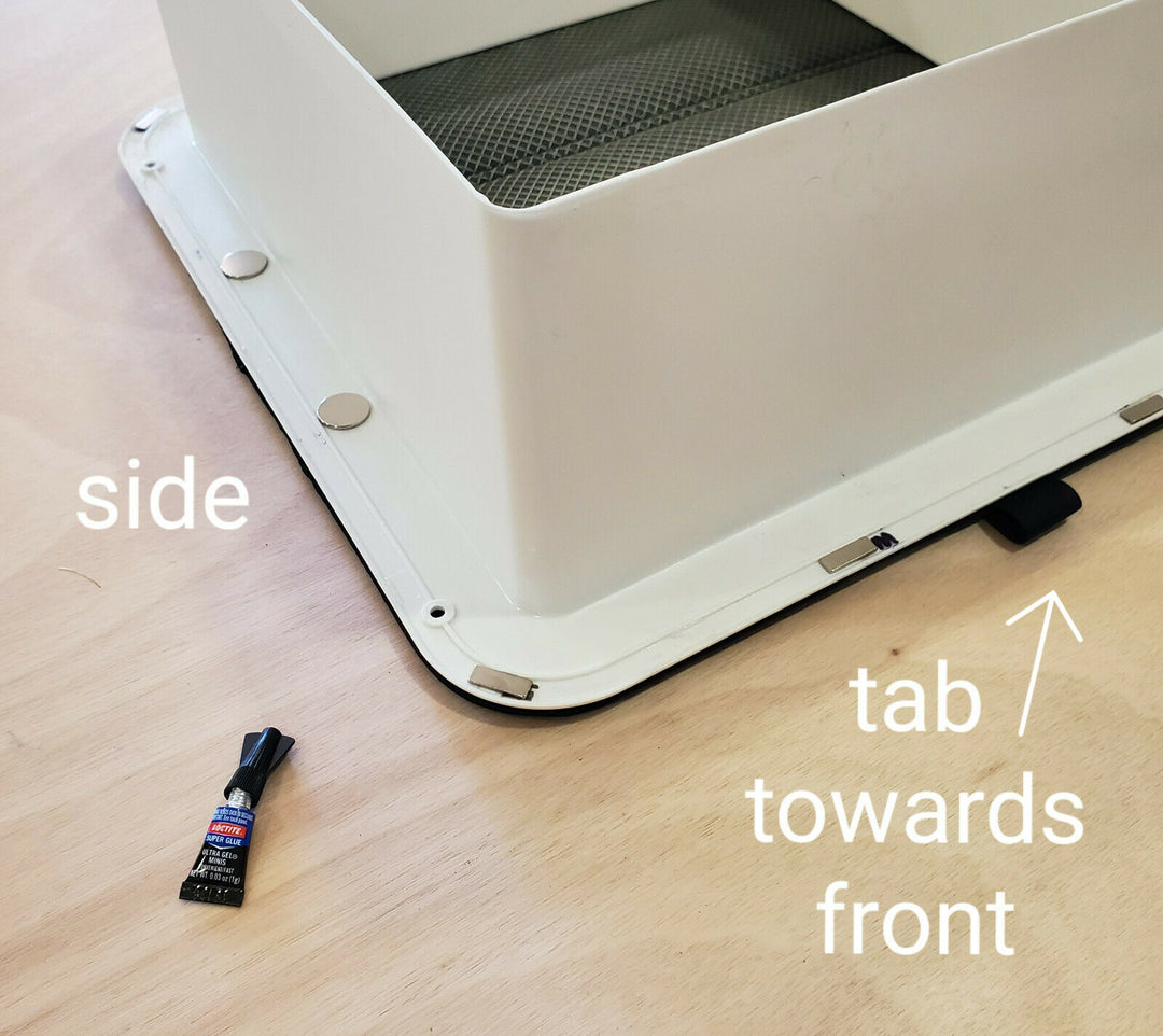 Insulated Vent Fan Cover for the Maxxair Fan, attached with magnets