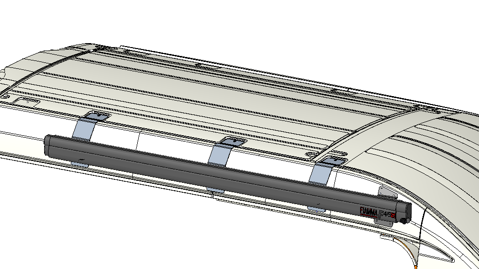 Van roof rack system on a white background