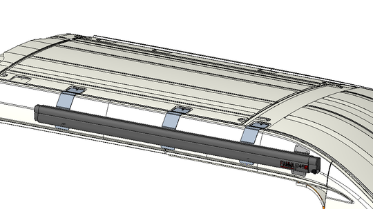 Van roof rack system on a white background