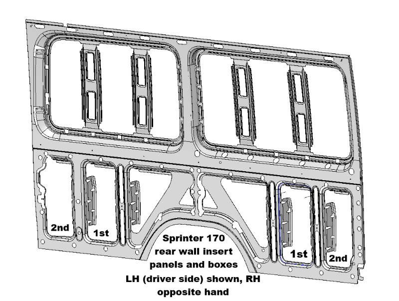 vanページ Sprinter NCV3 and VS30 170/170ext rear wall insert boxes & panels