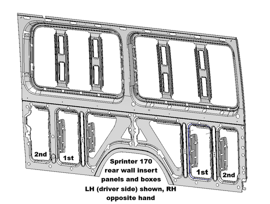 Sprinter NCV3 and VS30 170/170ext rear wall insert boxes & panels