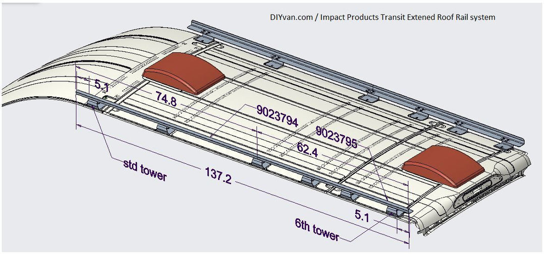 Ford Transit 148 Extended Roof Rack Kit with Angle Rail