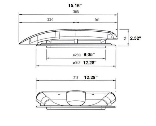 Lemans Rooftop Ventilator 12V,  Low Profile