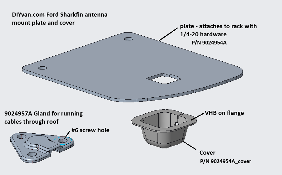 Ford Transit Van Shark Fin Antenna Relocation Bracket