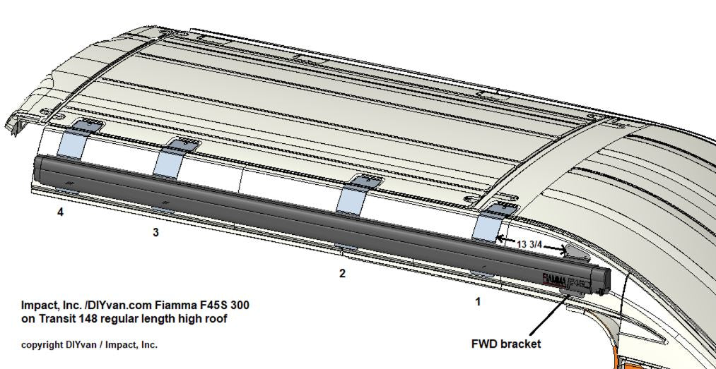 Ford Transit High Roof F45s Fiamma Awning Brackets