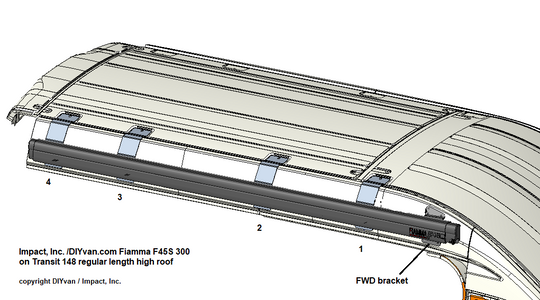 Technical diagram of a roof rack system on a vehicle, with labeled parts and specifications.