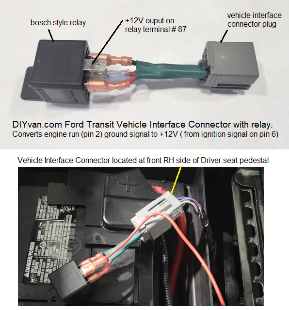 Ford Transit Van, Vehicle Interface Connector with relay - DIYvan