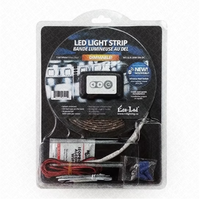 LED light strip packaging with control unit.