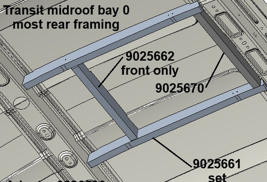 Ford Transit Inside Support Framing for Vent Fan on 148, 148 ext and 130 WB Medium/High Roof