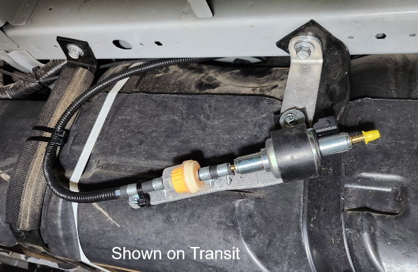 Fuel injection system on a vehicle with 'Shown on Transit' text