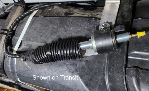 Close up of fuel pump kit on a Transit