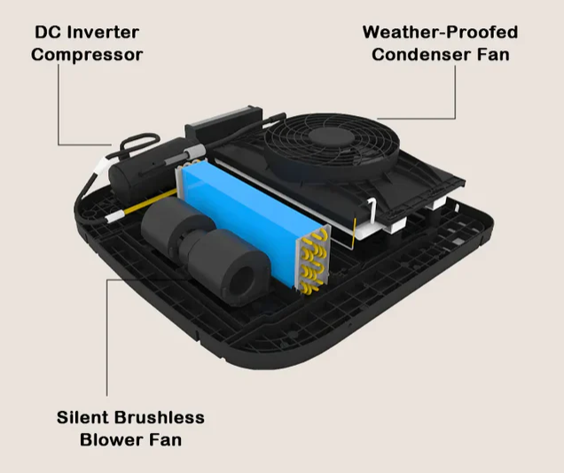 Velit 2000R - 12V/24V/48V Rooftop Air Conditioner for Van and RV