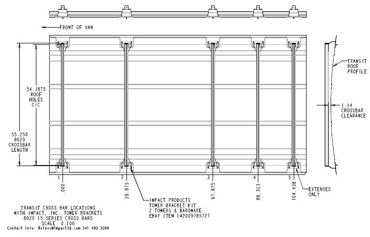 Ford Transit Tower Brackets for use with rack platforms